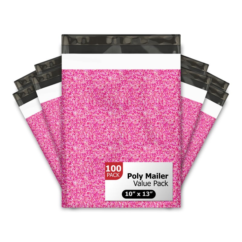 Pro Supply Global 10x13 (100) Pink Confetti Valentine's Day Designer Poly Mailers Waterproof Self Sealing Tear Resistant Polymailers Shipping Envelopes Premium Printed Bags For Small Businesses - Image 1
